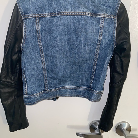 Rag &Bone Leather & Denim Crop Jacket In Indigo XS - Picture 15 of 16
